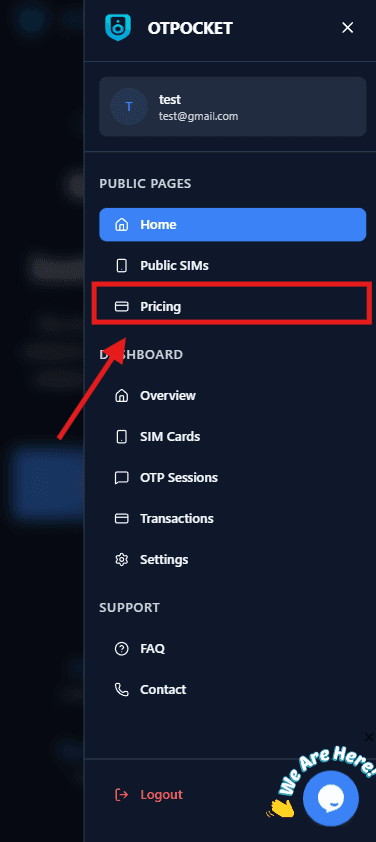Open pricing tab